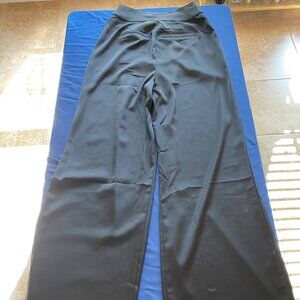 Lulus Women Pants Black Wide Leg Silky Satin Dark Gray Academia X-SMALL Stretch